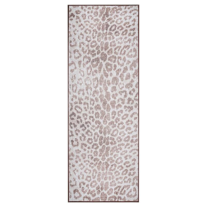 My Magic Carpet Miya Leopard Brown Machine Washable Rug