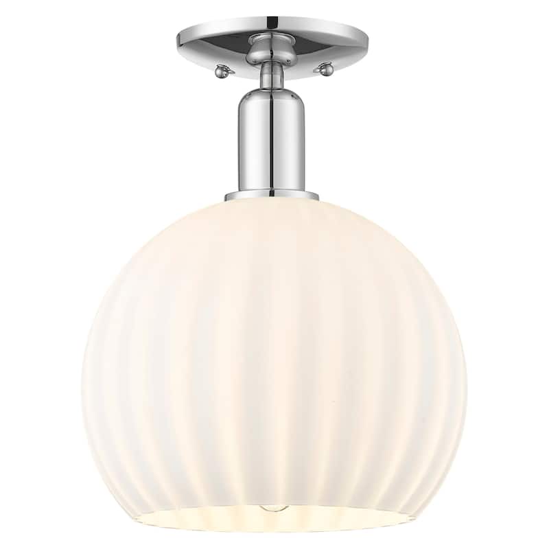 Innovations Lighting 716-1C-14-10 White Venetian Semi-Flush White - Polished Chrome / White Venetian