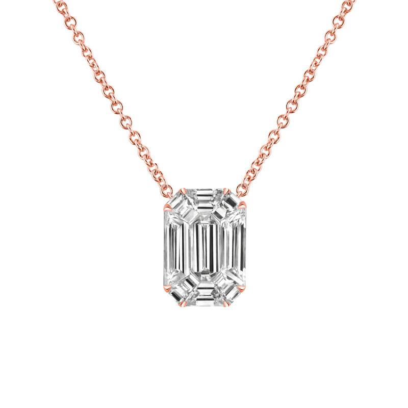 Auriya 14k Gold 1/2ctw Emerald-cut Diamond Necklace (E-F, VS1-VS2) - White - Rose