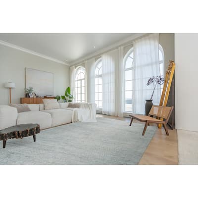 Hand-Knotted Natural Silk Green Mix Contemporary Grass Natural Silk Grass Design Rug