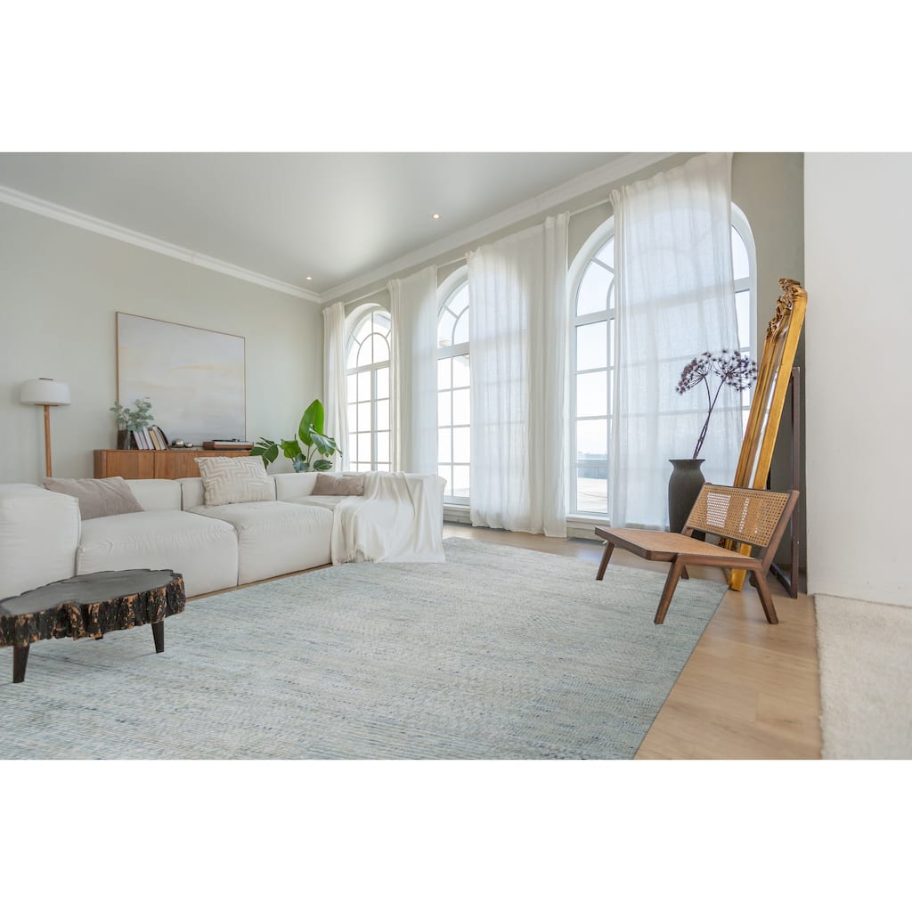 Hand-Knotted Natural Silk Green Mix Contemporary Grass Natural Silk Grass Design Rug