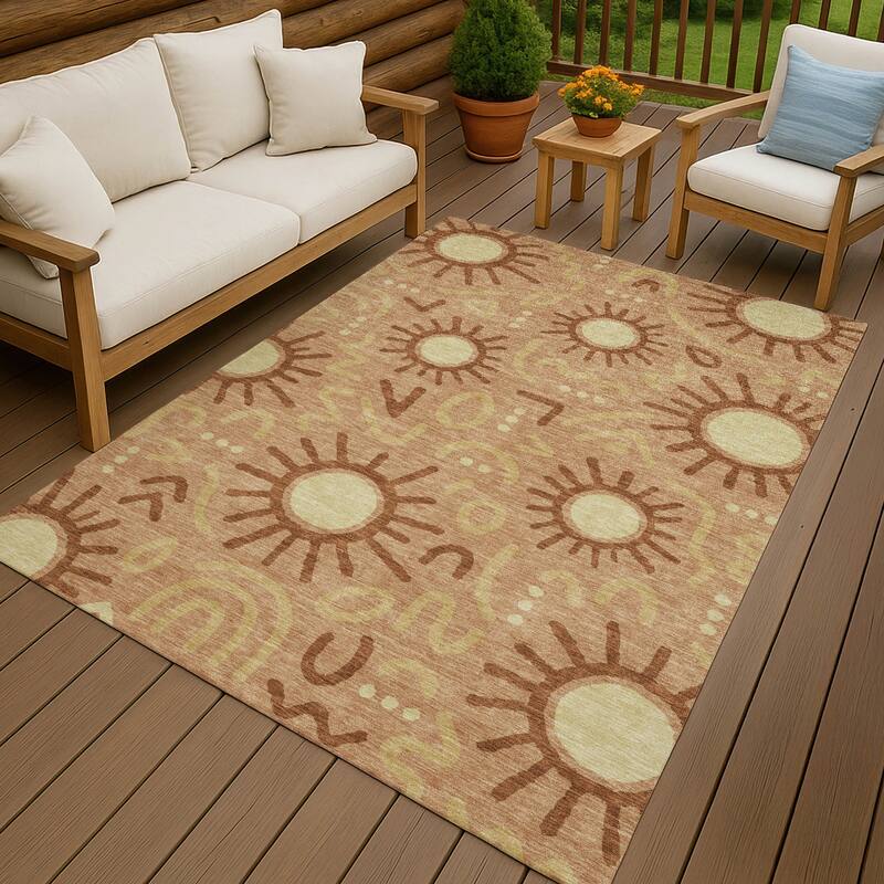 Machine Washable Indoor/ Outdoor Modern Sol Chantille Rug - Copper - 5' x 7'6"