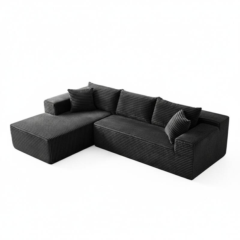 103.54" Flannel L-Shaped High-Density Modern Modular Sectional Sofa with Chaise & Pillows