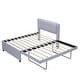 preview thumbnail 4 of 8, Full Size Upholstered Platform Bed with Adjustable Trundle, Modern Linen Headboard