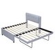 preview thumbnail 4 of 8, Full Size Upholstery Platform Bed with Trundle,Trundle can be Flat or Erected,Modern Bed Frame with Linen Headboard