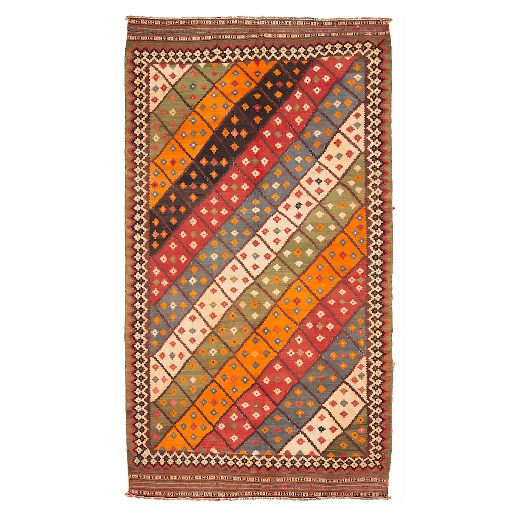 ECARPETGALLERY Flat-Weave Sivas Multi Color Wool Kilim - 5'9 x 9'10