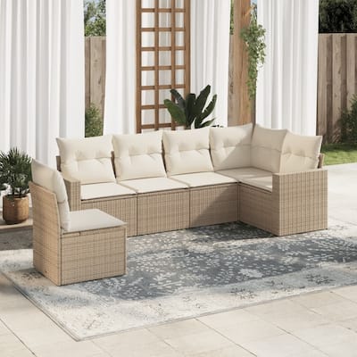 vidaXL Garden Sofa Set Beige PE rattan, powder-coated steel, polyester, foam - 93.5 x 50.2 x 33.5