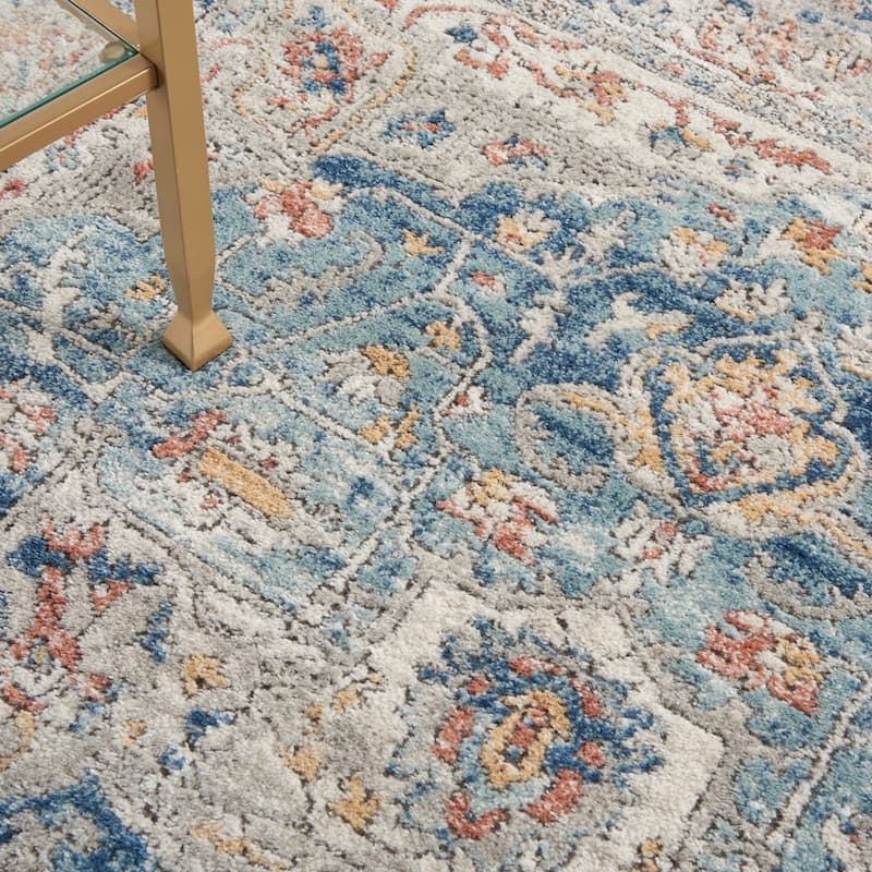 Nourison Concerto Vintage Blue Distressed Medallion Area Rug