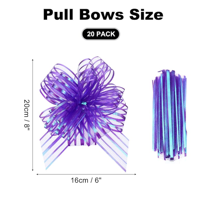 20pcs Pull Bows 6.3 Inch Wide Ribbon Gift Bows for Gift Wrapping - Purple