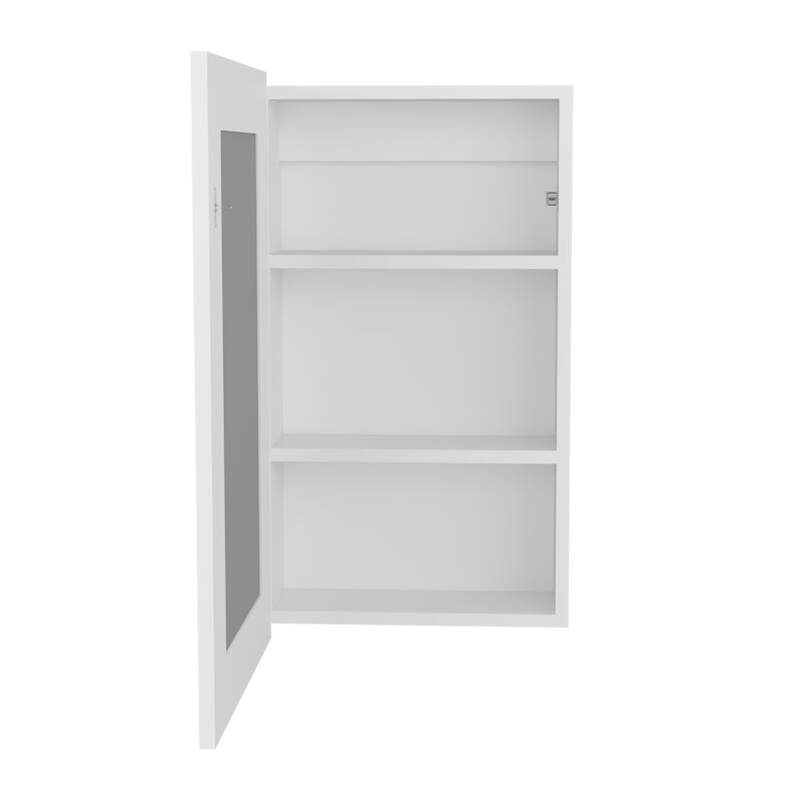 Medicine Cabinet 25.7" H, 1 Door, 3 Shelves, 1 Mirror