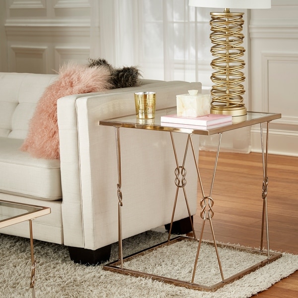 Sandiacre Champagne Gold Reef Knot Frame and Glass End Table by iNSPIRE Q Bold
