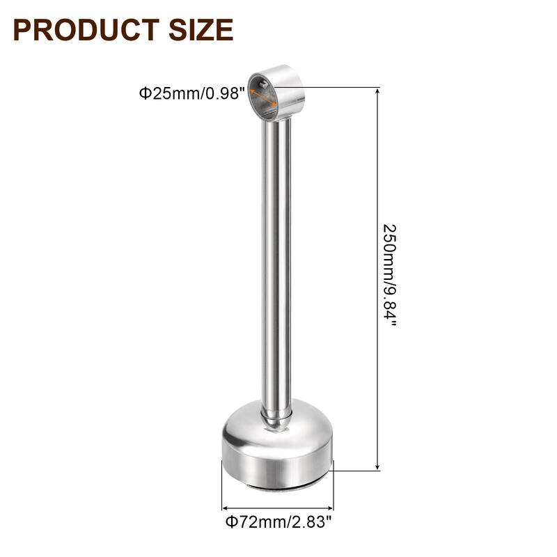 2 Set Ceiling Mount Curtain Rod Bracket - Silver - Fit 0.98" - 9.84inch L