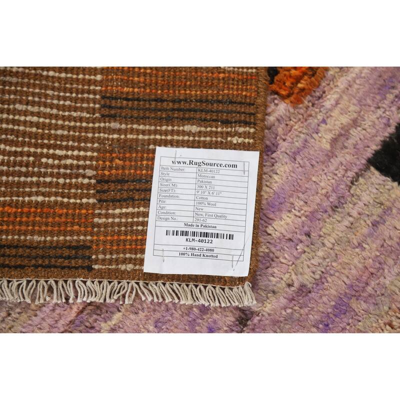 Geometric Moroccan Area Rug Handmade Bedroom Wool Carpet - 6'11" x 9'10"