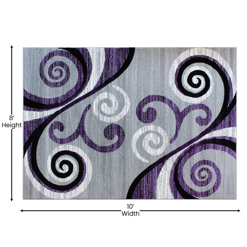 Modern Distressed Swirl Abstract Style Indoor Area Rug