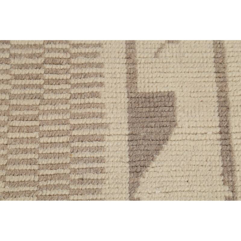 Beige Modern / Moroccan Area Rug Handmade Wool Carpet - 9'0"x 13'0"