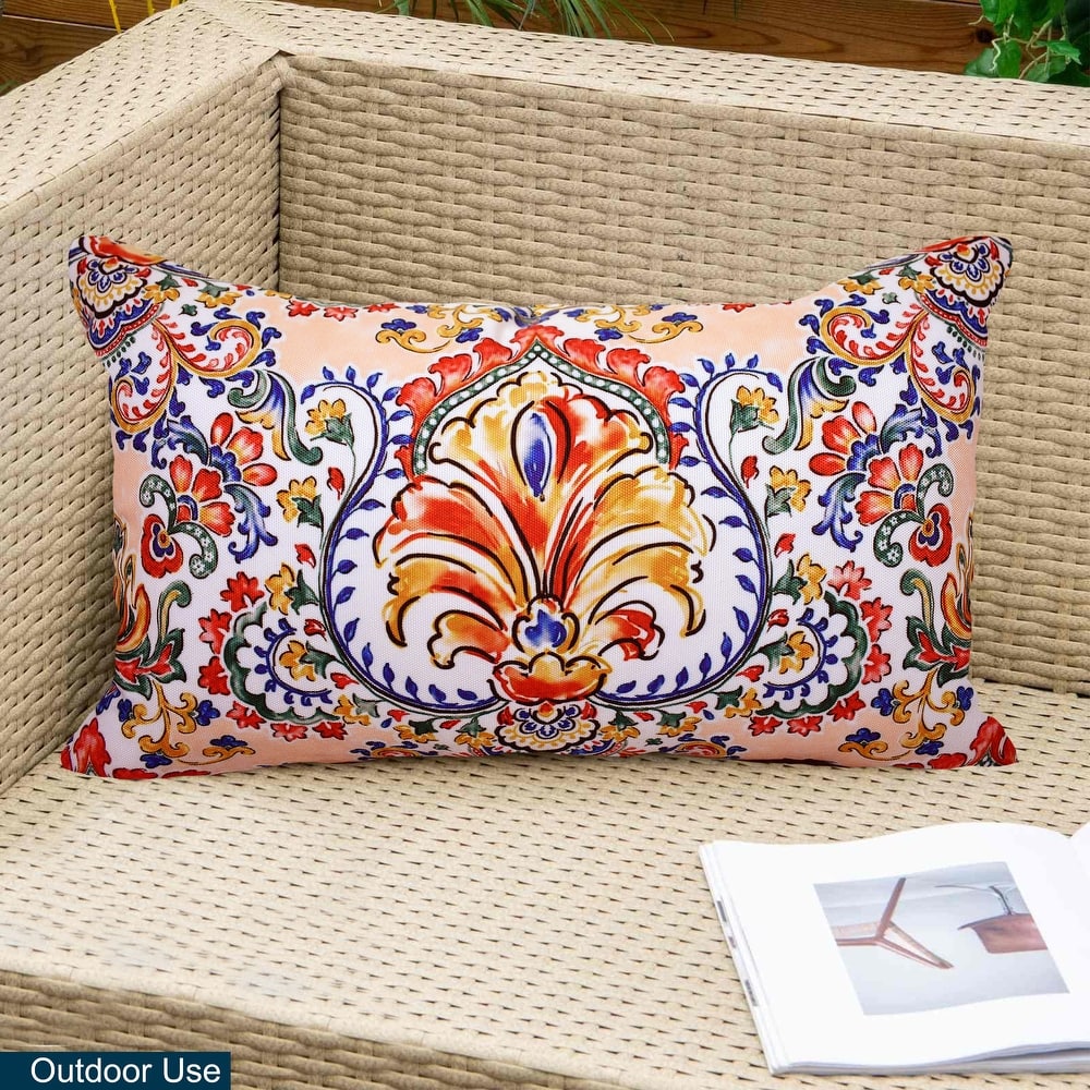 Decorative Indoor Outdoor Waterproof Throw Pillows 12''x20'' Inches with Inserts for Your Patio Furniture, Chairs, Indoor Décor