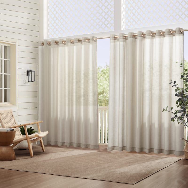 Carmen Sheer Extra-wide Indoor/Outdoor Sheer Window Curtain - 114" w x 95" l - Natural