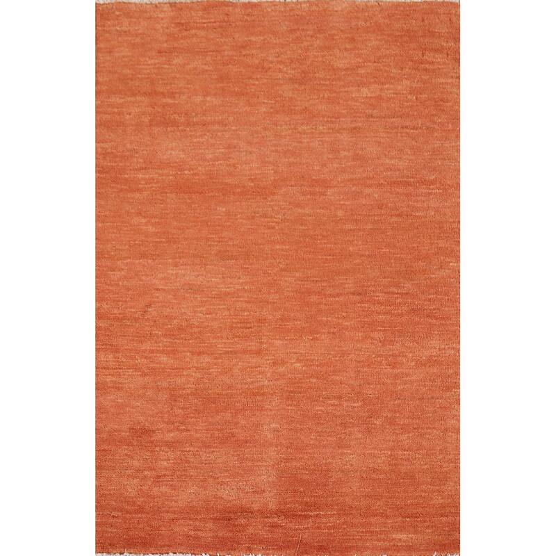 Orange Gabbeh Modern Foyer Rug Hand-Knotted Wool Carpet - 2'8"x 4'0"