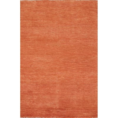 Orange Gabbeh Modern Foyer Rug Hand-Knotted Wool Carpet - 2'8"x 4'0"