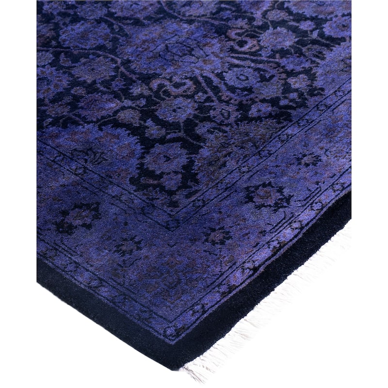 Overdyed One-of-a-Kind Hand-Knotted Runner Rug - Purple - 2' 7" x 12' 1"