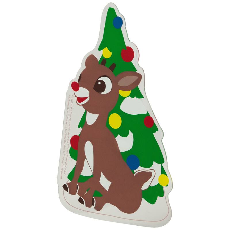 8" Rudolph and Christmas Tree Double Sided Gel Window Cling Decoration