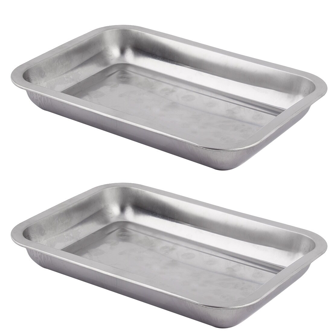 Stainless Steel Rectangle Shaped Dinner Food Court Serving Tray 2pcs -  Silver - 12.6
