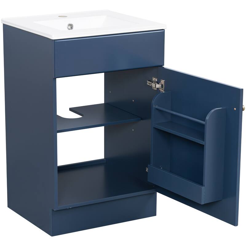 20" Bathroom Vanity with Sink, Vanity Cabinet with Door Shelf and Adjustable Shelf, Bathroom Storage Cabine