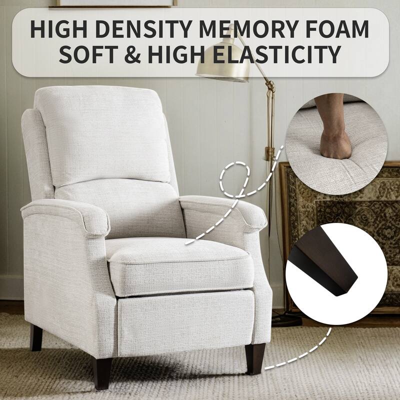 Push-Back Upholstered Recliner with Thickened Seat Cushion Backrest