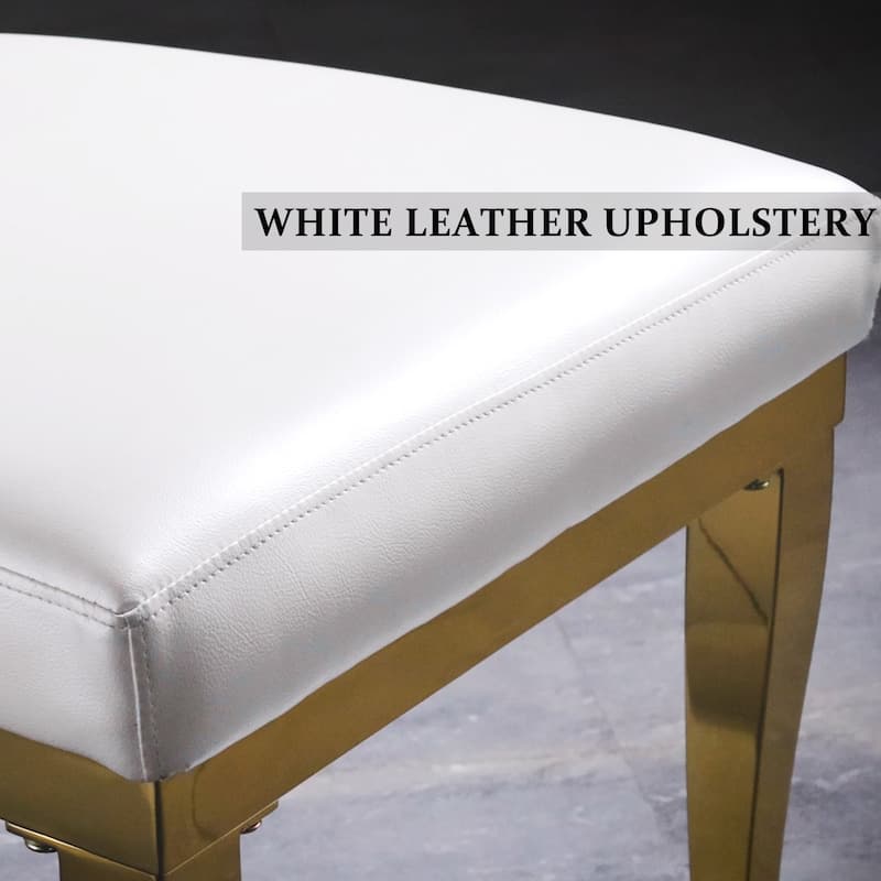 Upholstered dining chair with Hand-stitched diamond backrest and polished stainless steel legs