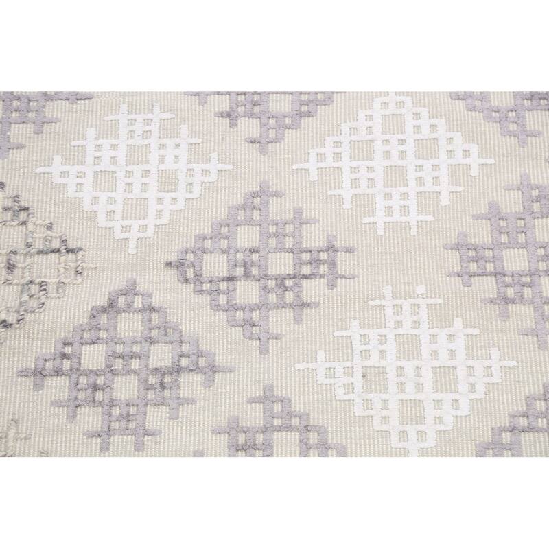 Contemporary Geometric Moroccan Oriental Wool Area Rug Handmade Carpet - 5'4" x 7'4"