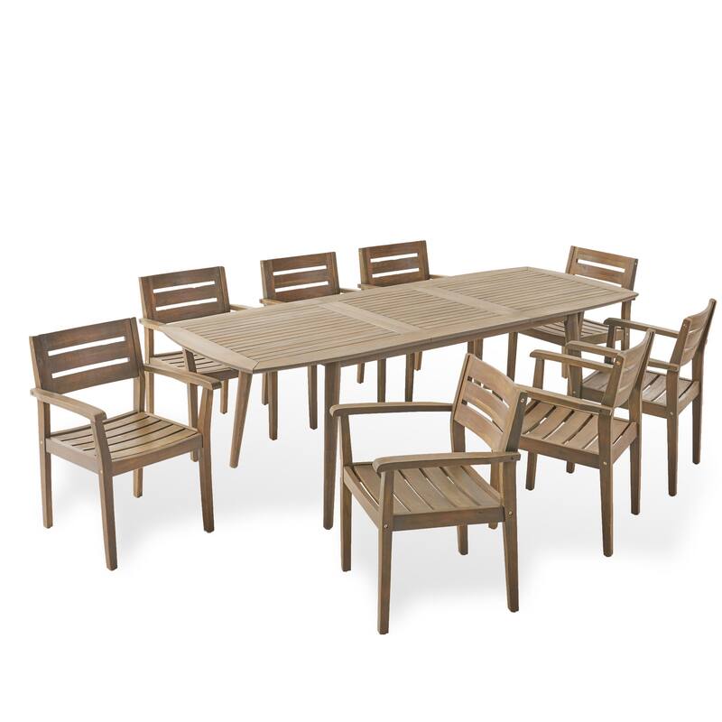 Stamford Acacia Wood Outdoor 9-piece Expandable Dining Set by Christopher Knight Home