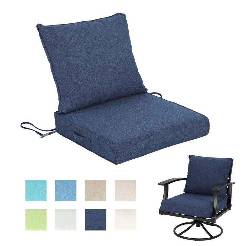 Aoodor Outdoor Deep Seat Cushion Set, Waterproof Patio Furniture Cushions with Adjustable Straps & Removable Cover
