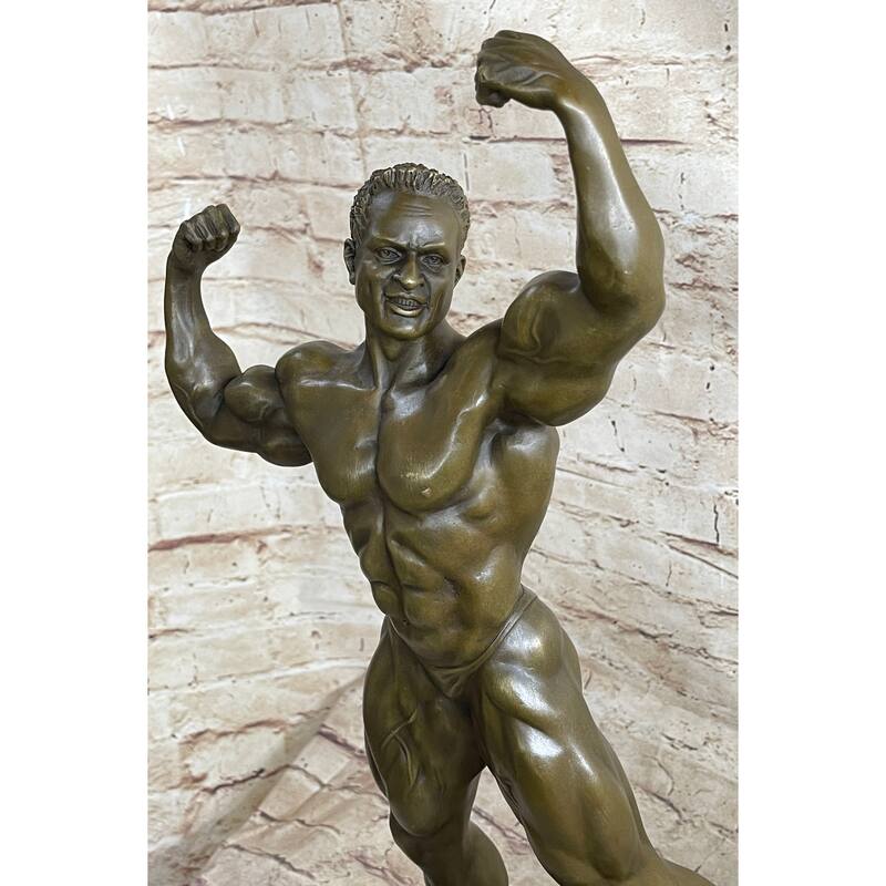 Bodybuilder Muscle Man Fitness Model Mr Universe Athlete Bronze Statue Sculpture Trophy 21 Inches X 10 Inches