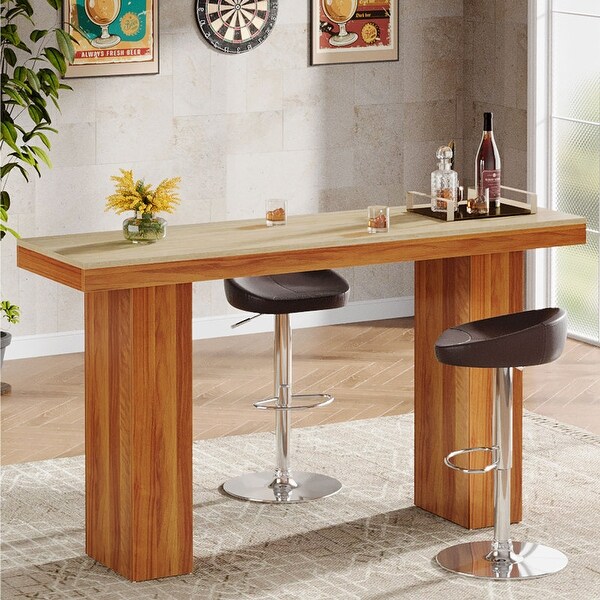 62.9-Inch Bar Table Wood Counter Height Pub Table - Bed Bath