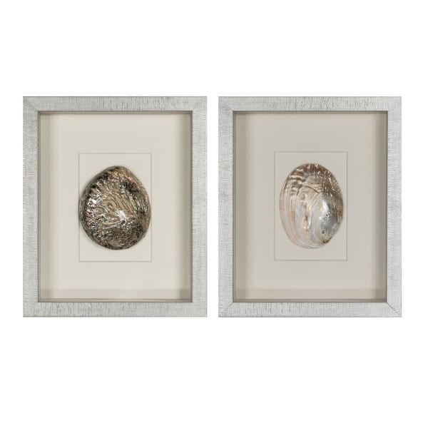 slide 2 of 14, HUJI Abalone & Pearl Shell Shadow Box Wall Décor Set