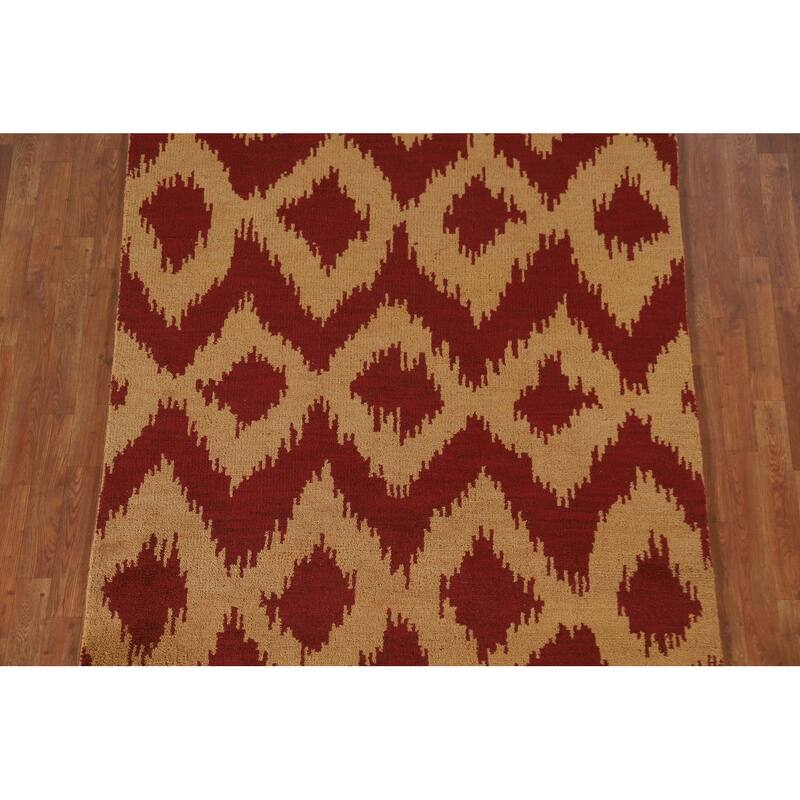 Hand Knotted Oriental 100% Wool Carpet Modern All-Over Yellow & Gold Gabbeh Area Rug - 7' 11'' X 5' 1''