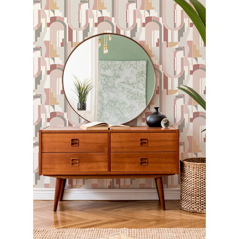 A-Street Prints Odele Blush Geometric Archways Wallpaper