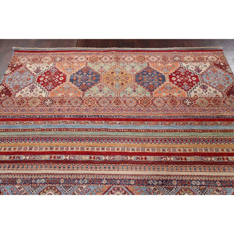 Vegetable Dye Super Kazak Oriental Wool Area Rug Hand-knotted Carpet - 6'7" x 9'8"