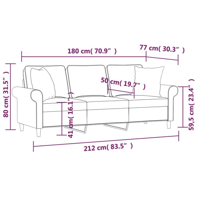 vidaXL Sectional Sofa Couch with Pillows and Cushions for Living Room Fabric