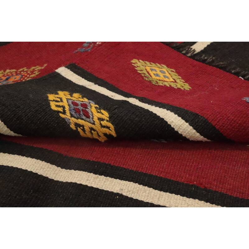 Hand Woven Oriental 100% Wool Carpet Southwestern Tribal Multi-Colored Kilim Area Rug - 9' 0'' X 5' 0''