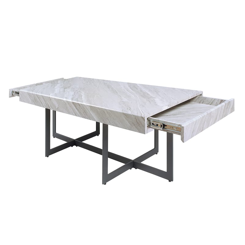 Granala Contemporary Steel 2-Piece Storage Coffee Table Set by Furniture of America