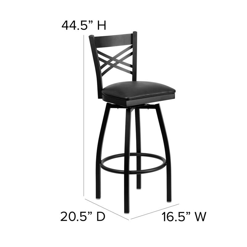 X'' Back Swivel Metal Barstool - 16.5"W x 20.5"D x 44.5"H