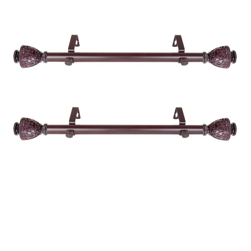Steel Curtain Rods Set - 12-20 Inch Rods with Finials - Satin Nickel Drapery Rods for Windows - M