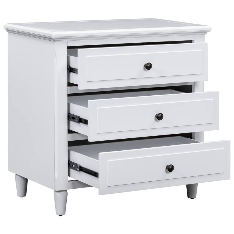 Middlebrook Solid Wood Storage 3-Drawer Nightstand Classic Nightstand