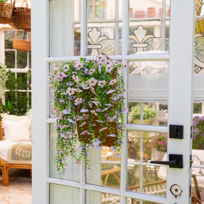 31-in UV Resistant Artificial Daisy Hanging Plant - Set of 6