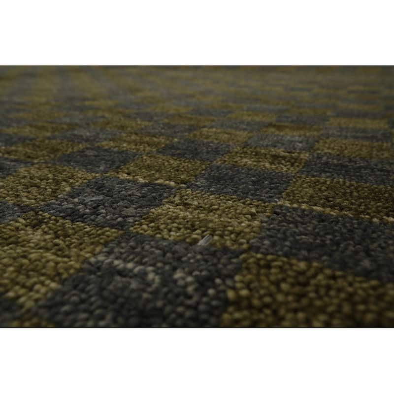 Hand Knotted Green, Slate Tibetan 100% Wool Modern Oriental Area Rug - 4' 11'' x 7' 2''