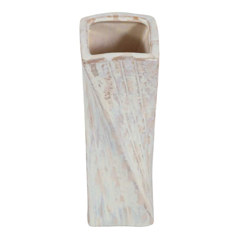 Decorative Vase - Ivory Ceramic Twist Design