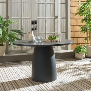 SAFAVIEH Outdoor Tina 47.2-Inch Round Pedestal Dining Table - 47" W x 47" D x 30" H