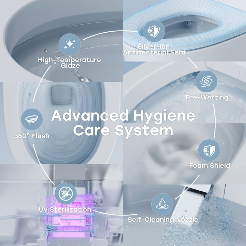 HOROW ADA Height Elongated Smart Bidet Toilet in White with Water Tank Pump Auto Open Close Deodorization and 1000g Flush - N/A