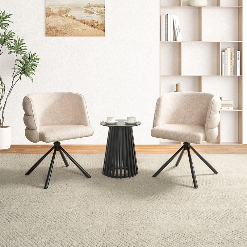 270 Degree Swivel Modern Home Office Desk Chairs Set of 2 - Beige